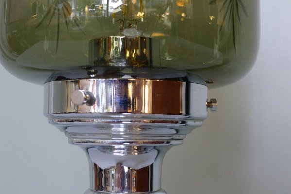 Vintage Chrome Harold & Maude Table Lamp with Goblet-Shaped Cut Glass Shade, 1970s-VRE-902694