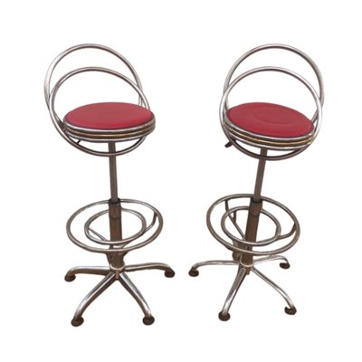 Vintage Chrome Metal Stools, Set of 2-TCS-1819925