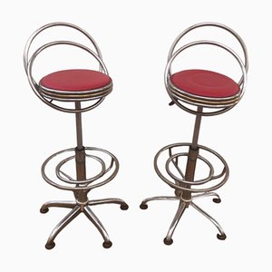 Vintage Chrome Metal Stools, Set of 2-TCS-1819925