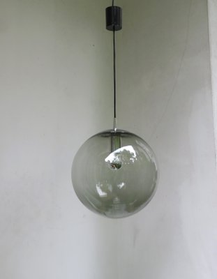 Vintage Chrome Plated Glass Tourmaline Globe Ceiling Lamp from Peill & Putzler-EY-660500