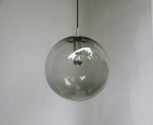 Vintage Chrome Plated Glass Tourmaline Globe Ceiling Lamp from Peill & Putzler-EY-660500