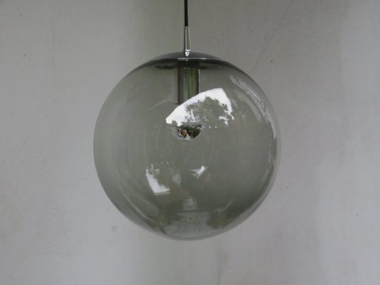 Vintage Chrome Plated Glass Tourmaline Globe Ceiling Lamp from Peill & Putzler-EY-660500