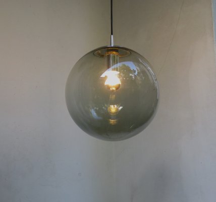 Vintage Chrome Plated Glass Tourmaline Globe Ceiling Lamp from Peill & Putzler-EY-660500