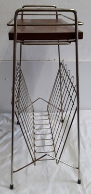 Vintage Chrome Plated Magazine Rack with Black Plastic Feet and a Cover Plate, 1970s-HOI-970239