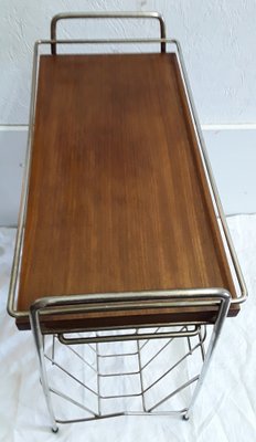 Vintage Chrome Plated Magazine Rack with Black Plastic Feet and a Cover Plate, 1970s-HOI-970239