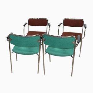 Vintage Chrome Steel and Fabric Stackable Chairs, Sweden, 1960s, Set of 6-HJY-2017533