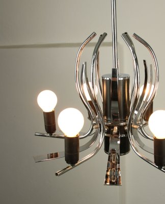 Vintage Chrome Swan Shaped Chandelier, 1970s-HGJ-1170109