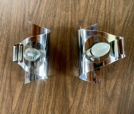 Vintage Chrome Wall Sconces, 1970s, Set of 2-OJT-1769742