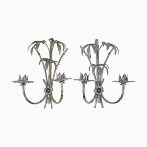 Vintage Chromed Palm Tree Sconces, 1970s, Set of 2-CEJ-488266