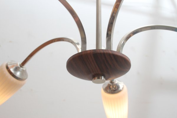 Vintage Chromium and Opaline Hanging Lamp, 1960s-PF-799978