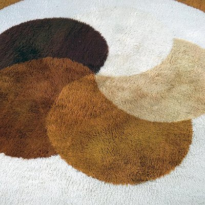 Vintage Circular Beige and Brown Wool Flower Rug attributed to Desso, Netherlands, 1970s-MH-1750829