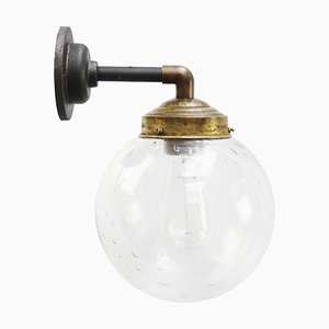 Vintage Clear Bubble Glass, Brass and Cast Iron Wall Light-BLS-1811544