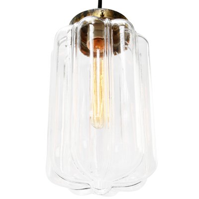 Vintage Clear Glass and Brass Pendant Lamp-BLS-714506