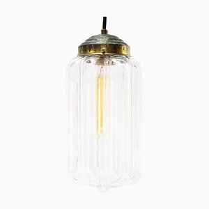 Vintage Clear Glass and Brass Pendant Lamp-BLS-714506