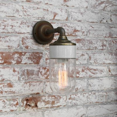 Vintage Clear Glass and Cast Iron Sconce-BLS-628286