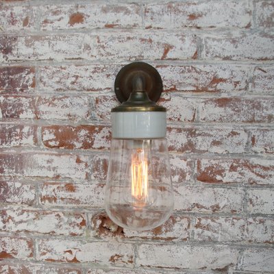 Vintage Clear Glass, Brass, and Cast Iron Sconce-BLS-638961