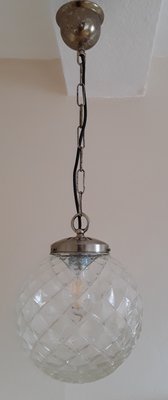 Vintage Clear Relief Glass Ball Lamp, 1970s-HOI-1352072