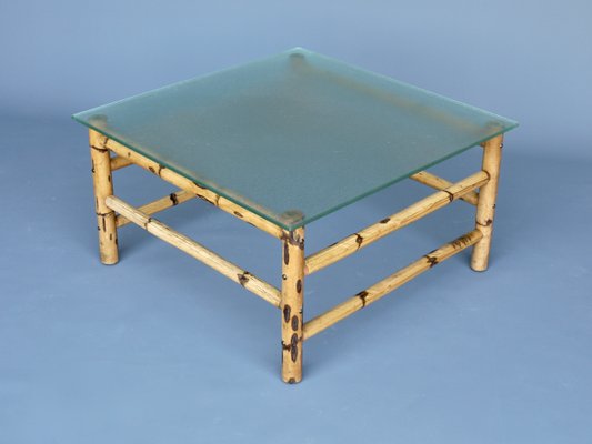 Vintage Coffee Table in Bamboo and Glass-MB-1195859