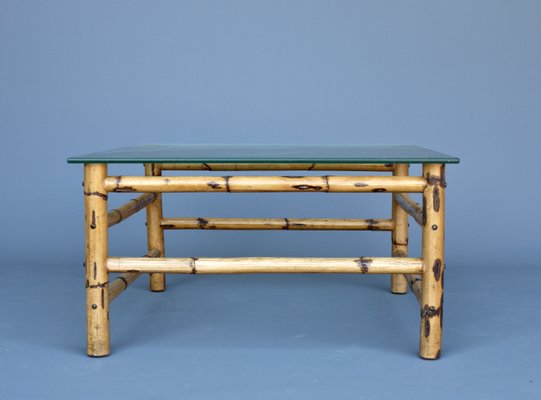 Vintage Coffee Table in Bamboo and Glass-MB-1195859