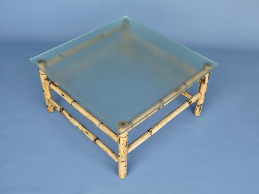 Vintage Coffee Table in Bamboo and Glass-MB-1195859