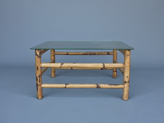 Vintage Coffee Table in Bamboo and Glass-MB-1195859