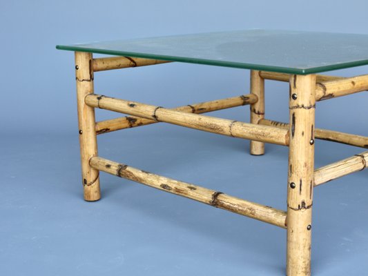 Vintage Coffee Table in Bamboo and Glass-MB-1195859