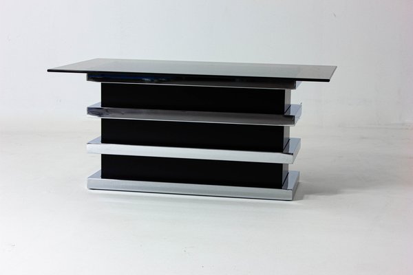 Vintage Coffee Table in Black & Chrome from Belgo Chrom / Dewulf Selection, 1970s-LIO-1742939