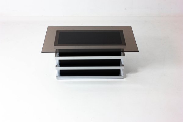 Vintage Coffee Table in Black & Chrome from Belgo Chrom / Dewulf Selection, 1970s-LIO-1742939