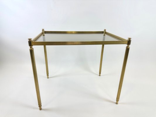 Vintage Coffee Table in Brass with Smoked Glass, 1970s-ZCY-2032527