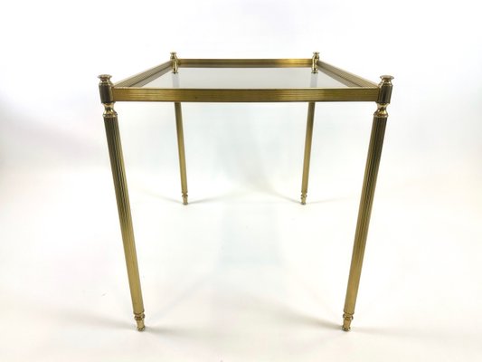 Vintage Coffee Table in Brass with Smoked Glass, 1970s-ZCY-2032527