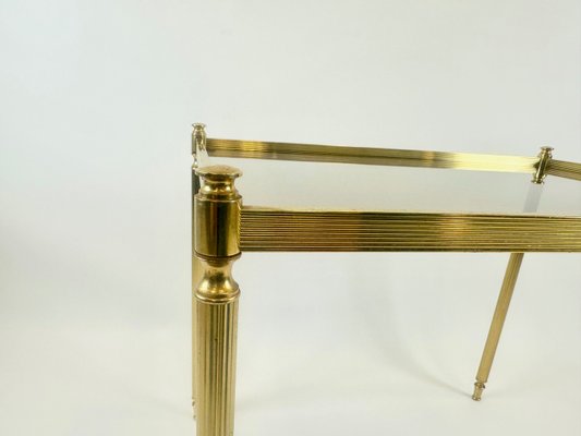 Vintage Coffee Table in Brass with Smoked Glass, 1970s-ZCY-2032527