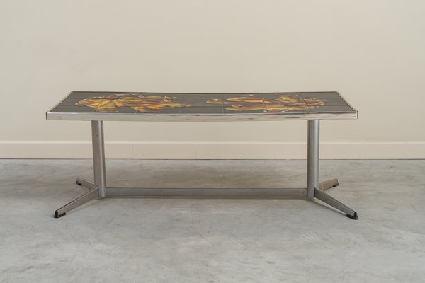 Vintage Coffee Table in Ceramic and Chrome, 1970s-UJE-2020680