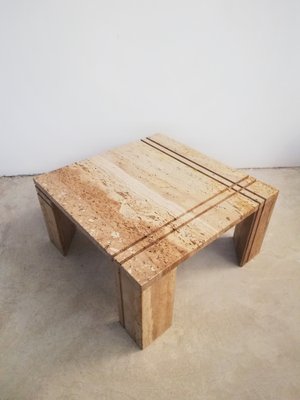 Vintage Coffee Table in Fluted Travertine, Italy, 1970s-UIW-1332175