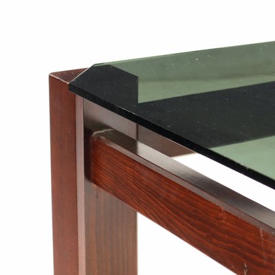 Vintage Coffee Table in Smoked Glass & Beech, Italy, 1980s-VMM-2033339