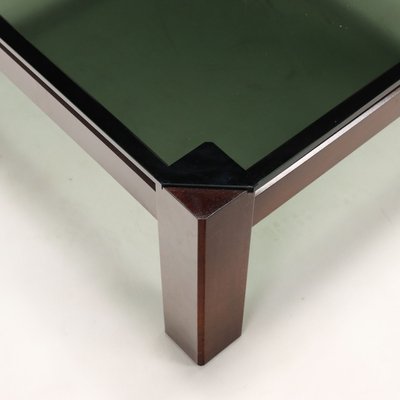 Vintage Coffee Table in Smoked Glass & Beech, Italy, 1980s-VMM-2033339