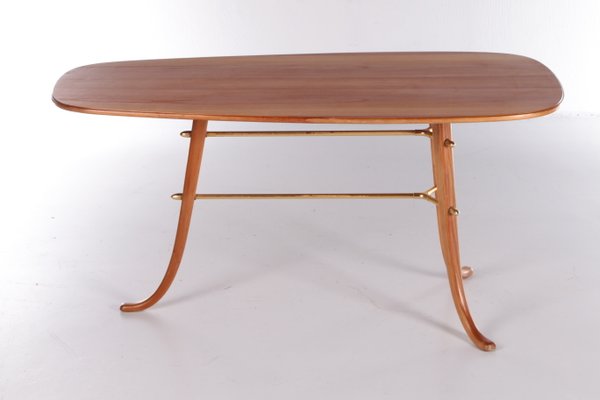 Vintage Coffee Table With 3 Legs & Brass Details, Scandinavia-EZZ-1173341