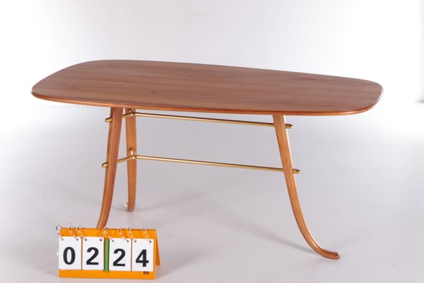 Vintage Coffee Table With 3 Legs & Brass Details, Scandinavia-EZZ-1173341