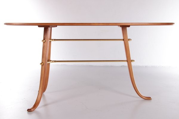 Vintage Coffee Table With 3 Legs & Brass Details, Scandinavia-EZZ-1173341