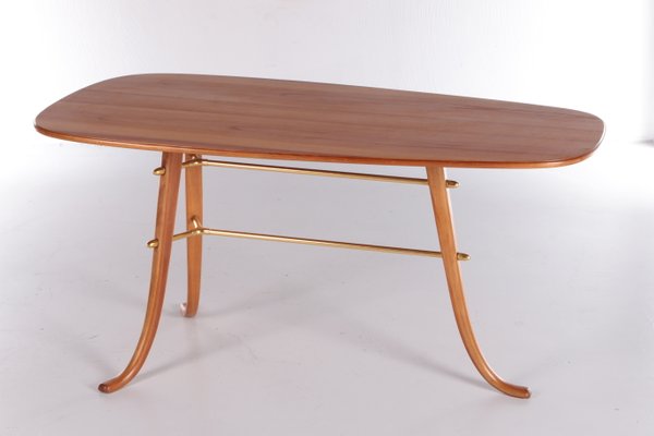 Vintage Coffee Table With 3 Legs & Brass Details, Scandinavia-EZZ-1173341