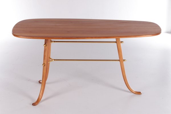 Vintage Coffee Table With 3 Legs & Brass Details, Scandinavia-EZZ-1173341