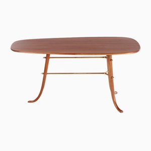 Vintage Coffee Table With 3 Legs & Brass Details, Scandinavia-EZZ-1173341