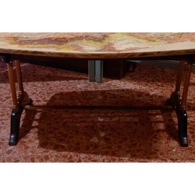 Vintage Coffee Table with Faux Marble Top, 1960s-RAQ-687468