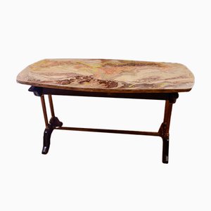 Vintage Coffee Table with Faux Marble Top, 1960s-RAQ-687468