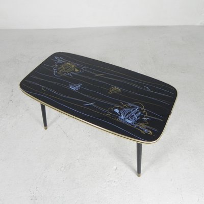 Vintage Coffee Table with Glass Top and Angled Legs, 1950s-TL-2021194