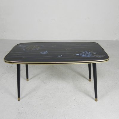 Vintage Coffee Table with Glass Top and Angled Legs, 1950s-TL-2021194