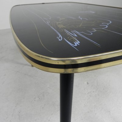 Vintage Coffee Table with Glass Top and Angled Legs, 1950s-TL-2021194