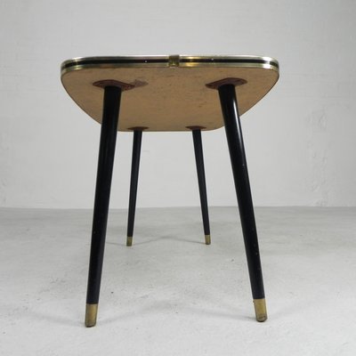 Vintage Coffee Table with Glass Top and Angled Legs, 1950s-TL-2021194