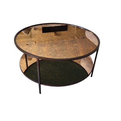 Vintage Coffee Table with Metal Structure and Edged Crystals-TCS-1718673