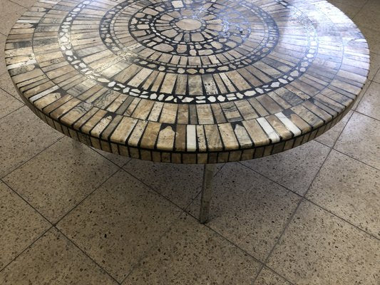 Vintage Coffee Table with Mosaic and Marble, 1970s-QVR-1774558