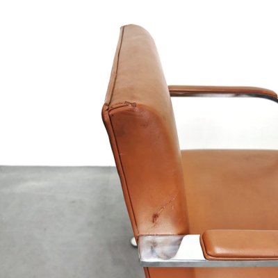 Vintage Cognaq Leather Armchair with Armrests from Knoll Inc. / Knoll International, 1980s-PRS-1818375